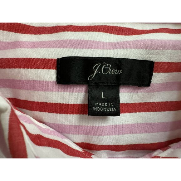 J. Crew Women's Oversized Button-up Cotton Poplin Trifecta Stripe Shirt Sz L - Picture 6 of 7
